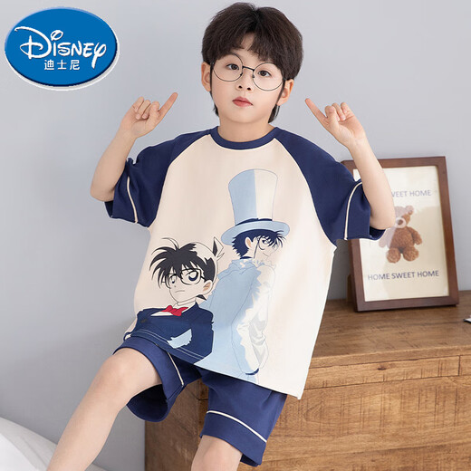 Disney Pajamas Pajamas Niños de manga pura algodón de algodón de verano delgado dibujos animados de aire acondicionado para el aire acondicionador de ropa para el hogar [algodón puro] 691 huevo 120 cm