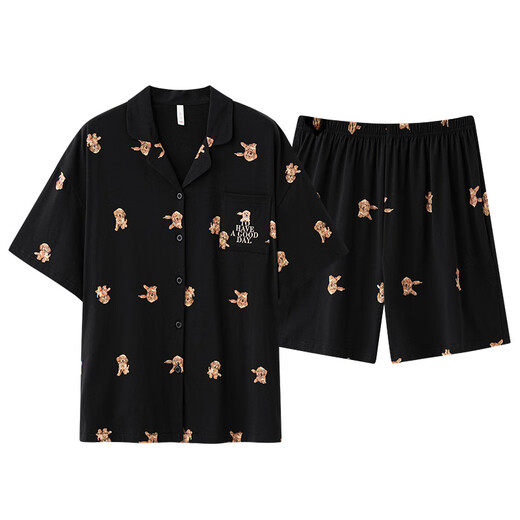 [Antibakterielles Xinjiang-Baumwoll-Frühlings- und Sommer-Dünn-Pure-Baumwollpajamas-Pyjamas-Kurzärmel-Hauskleidung für Frauen mit kurzärztem schwarzen Männern Set 5E5155-Men's Style 3xl [7A Anti-Bakterielle Xinjiang-Baumwolle]
