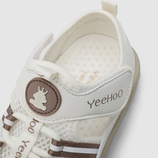 YEEHOO children's shoes, summer breathable infant sandals, soft soles, non-slip, toddler shoes, mesh sandals, antibacterial shoes, beige size 20.5, recommended foot length 11.5-12.5cm