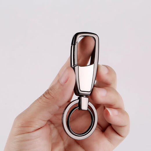 Elephant Hero car keychain men's high-end round buckle exquisite anti-lost personalized creative metal waist pendant pendant black