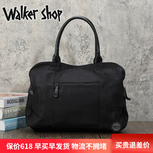 Bolsa de viaje de Walker Shop [cuero de vaca de primera capa seleccionado] Nuevo nylon de agua oxford de nylon manch