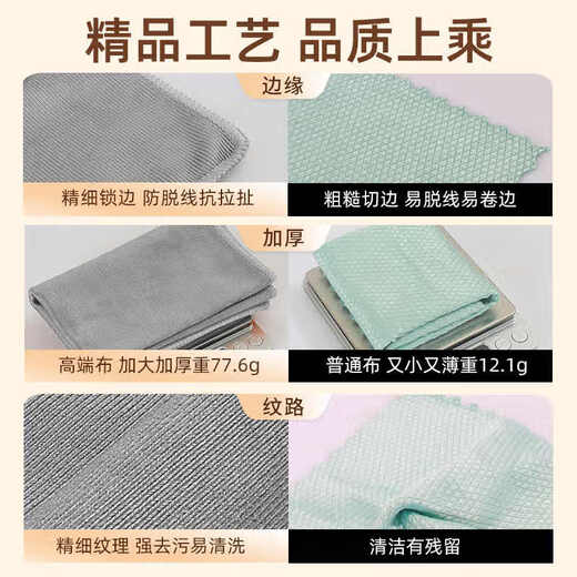 TYZAYR Japanese fish scale rag for glass cleaning without leaving traces, thickening and enlarging the kitchen, absorbing water without shedding and leaving clean, thickened lanyard style/three colors/5 pieces 30*60cm