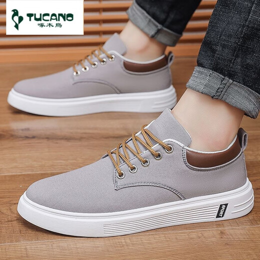 Woodpecker 2025 summer new breathable men's canvas shoes casual men's shoes students' shoes youth trendy shoes Hong Kong style cloth shoes khaki JL898 39