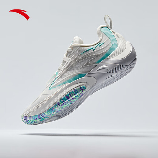 ANTA Arrogance 2 | Cement Busters outfield basketball shoes, full-length nitrogen technology anti-slip shock-absorbing wear-resistant sports shoes for men, instant 1V2 sand gray/clear water blue-3 43