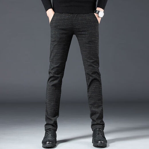 New men's cotton and linen casual pants, grinding elastic small straight-leg trend versatile slim business pants for men, four seasons WL 688 gray 34