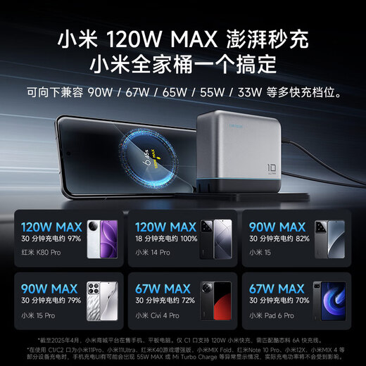 CUKTECH酷态科10号超级电能充Ultra充电器套装120W/100W四口快充接入米家兼容笔记本电脑苹果小米三星荣耀