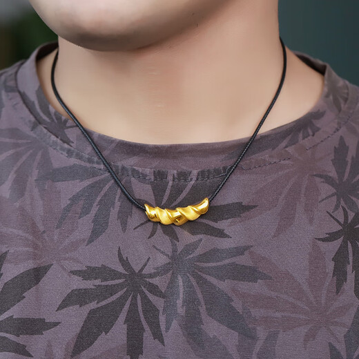 Weici 3D hard gold men's and women's pendant gold bamboo tubular horn necklace pure gold 999 horn pure gold pendant necklace small version 2.27 grams