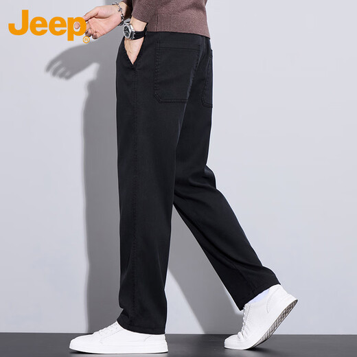 JEEP Casual Pants Men's Autumn and Winter Business Straight Pants Men's Trendy Loose Pants Men's Pants Black XL