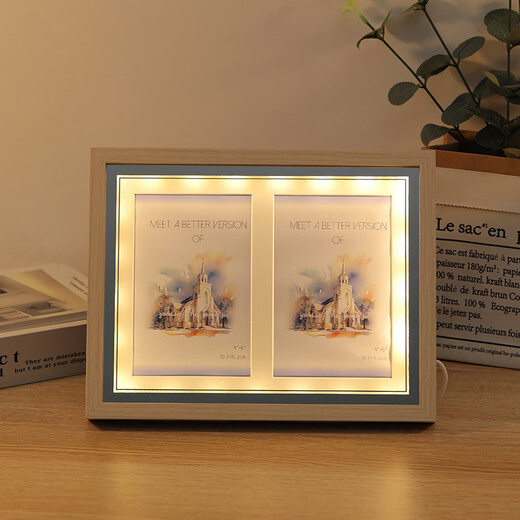Marco de fotos con iluminación de mesa creativa Impresión de fotografías de 6, 7 y 8 pulgadas convertida en adornos de escritorio para decoración * Regalo para amigos color madera marrón - Marco de fotos con luz de un solo marco de 6 pulgadas + impresión de fotografías