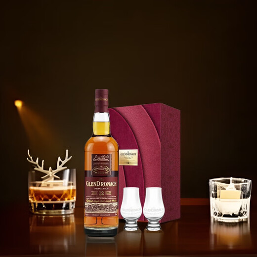 格兰多纳（GLENDRONACH）12年双杯礼盒单一麦芽威士忌洋酒700ml节日送礼