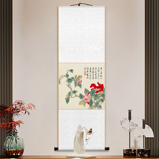 Chengliu Dong Gao Chunjing Flower Book Scroll Hanging Painting New Chinese Style Peony Camellia Decorative Painting Living Room Study Tea Room Entrance Painting 11980: Phalaenopsis Overall Size: 35*110cm Milky White Brocade Silhouette + New