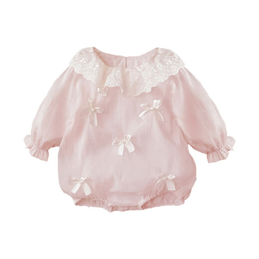 G.duck little yellow duck bag baby clothes spring and autumn 0-6 months newborn jumpsuit female baby one-year-old dress pink 73cm 73 size 3-7 months recommended for babies 6-8 kg