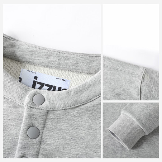 Izzueit European and American style Henry collar sweatshirt men's spring and autumn half cardigan street letter top men's loose versatile jacket