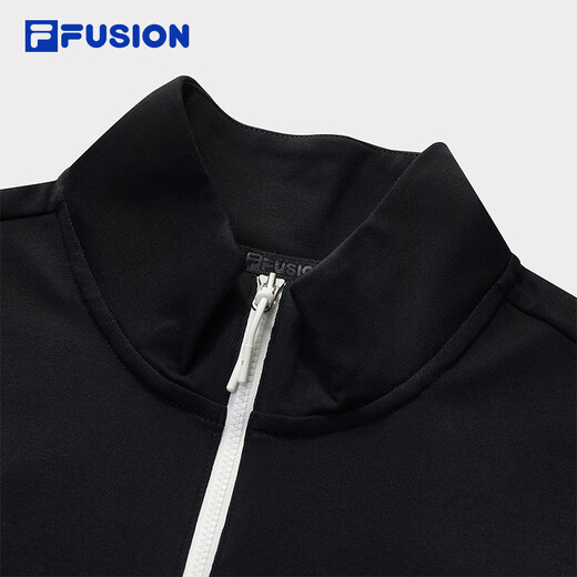 Fila FUSION Fila trendy brand women's knitted long-sleeved shirt 2025 autumn new fashion slim half zipper long T black-BK M 165/84A/M