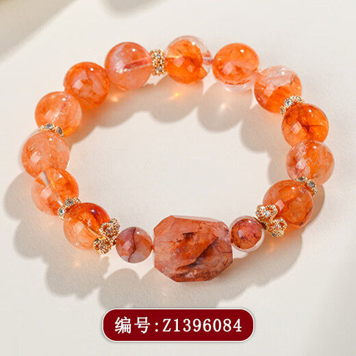 【水晶采销严选】天然水晶红胶花单圈手链大颗粒圆珠手串生日礼物 Z1396红胶花手链[配证书]
