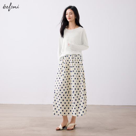 Eifli (eifini) Eifli round neck loose lazy style long sleeve pullover knit sweater for women thin top for women 2025 summer new style beige S 80-110Jin [Jin equals 0.5 kg]