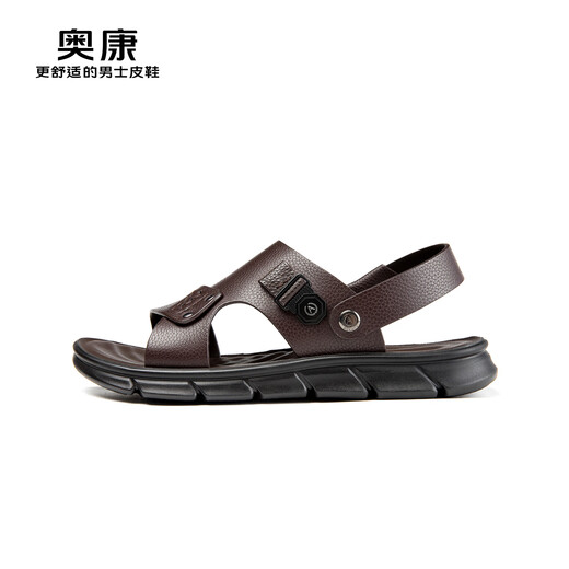 Aocon offizielle Sandalen Männer echtes Leder bequeme Strandschuhe trendige Sandalen lässig zweifarbige Kopfschicht Cowide Herrenschuhe braun 1243721038 40 250mm