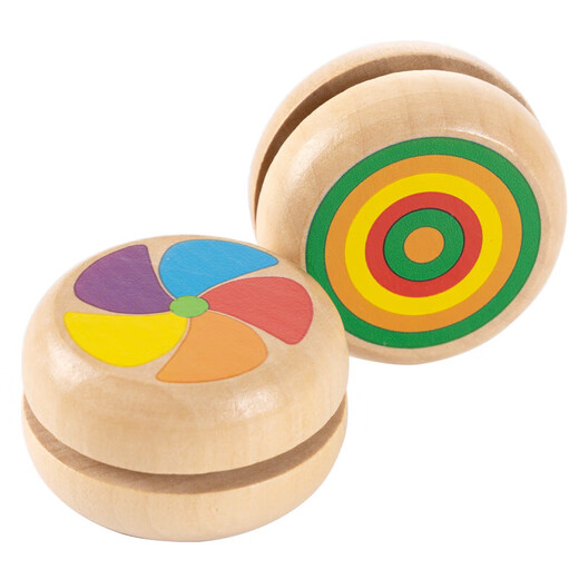 Mai yi traditionelle hölzerne Kinder Yoyo Grundschule Yoyo Toy Yoyo Kleine Geschenke für Jungen und Mädchen im Freien aus Massivholz Yoyo 3-teiliger (Regenbogen + Windmühle + Rot