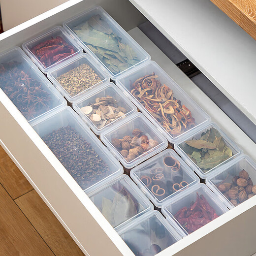 Kitchen and bathroom accessories storage box seasoning box kitchen household star anise cinnamon dried chili divided flip lid rectangular 2 pieces