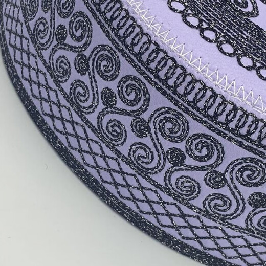 Mibai new style worship hat men's ethnic style Hui Hui hat Hui Saudi Arabian shallow hat Hui people round edge flat top embroidered hat black 55cm