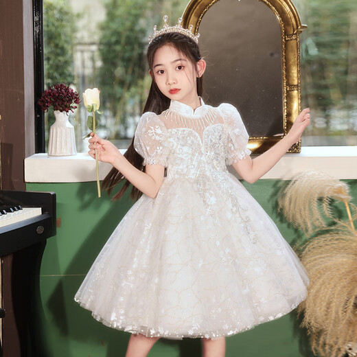 啦咪兔儿童大合唱演出服小学生表演服男童套装幼儿园开学礼服女童蓬蓬裙 9215香槟色短袖【单裙】 110 cm