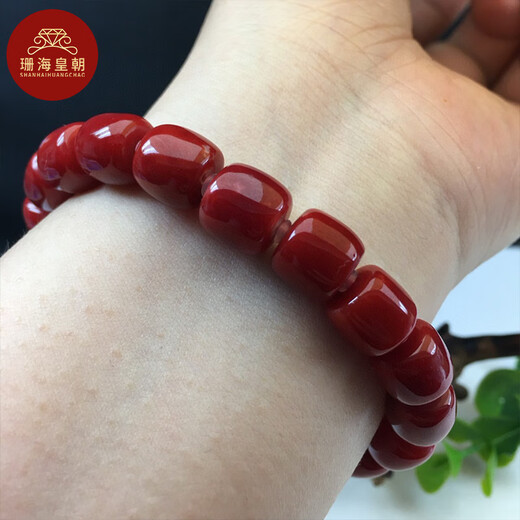 Shanhai Dynasty boutique ox-blood red Japanese Akko coral drum bead bracelet single circle bracelet high-end jewelry gift without repair