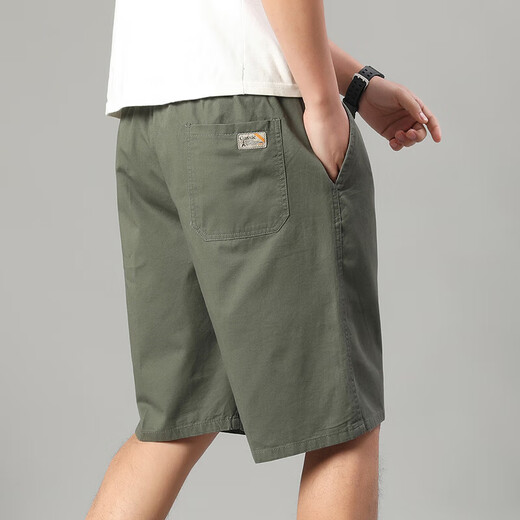 Sommer reines Baumwollhosen Herren losen plus Fett Pluspual-Size-Freizeit-Shorts mittleren und jungen Menschen in den dünnen Overalls gerade [reine Baumwollhose] 688 Military Green 5xl [190-210jin [Jin entspricht ca. 0,5 kg]]]