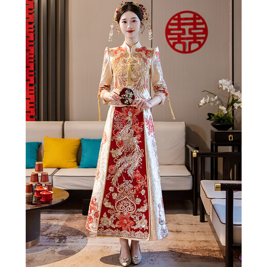 秀禾世家官方旗舰秀禾服婚服2025新款新娘嫁衣出阁服中式出嫁礼服婚服小个 N-632重工款 L