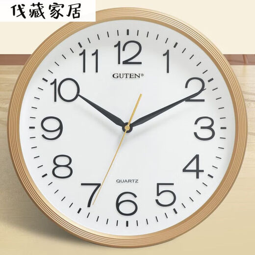 Guten Mute Uhr Wohnzimmer moderne einfache runde Quarzwanduhr auffällige große Schriftwanduhr 3883 mattes Schwarzdurchmesser 34 cm andere