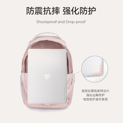 BAGSMART双肩包女学生书包软壳包通勤背包电脑包粉色旅游小型包包 粉色