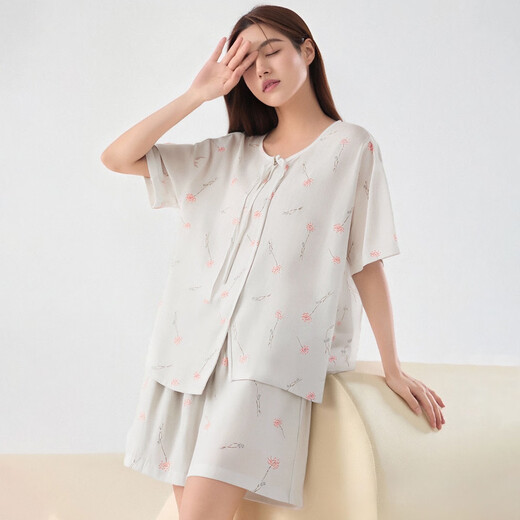 
Youkeshu pajamas Lacele Tensi Ladies Chinese style home new style suit pajamas women's style slim and can go out for summer Lotus gray L
