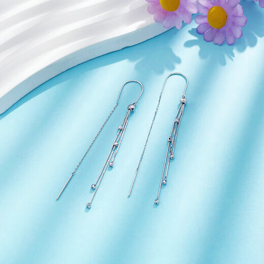 Laofu gold platinum tassel bundi bead earrings bundi bead earrings about 2.7g