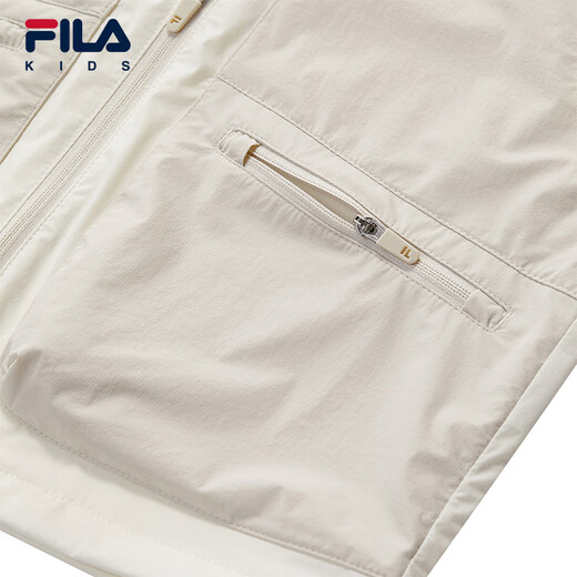 FILA Children's Sun Protection Clothing 2025 Autumn New Boys Hooded Woven Jacket Vanilla Gray-GY 120