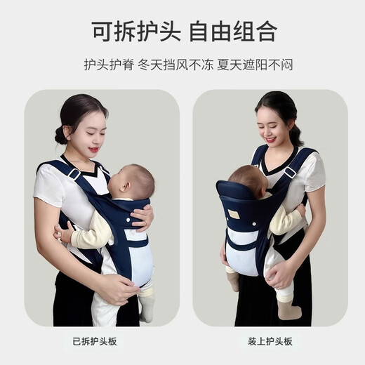 WCZ德国婴儿背带前抱式抱娃神器前后两用便捷横抱多功能外出解放双手 深蓝【医师0-36个月】透气网款