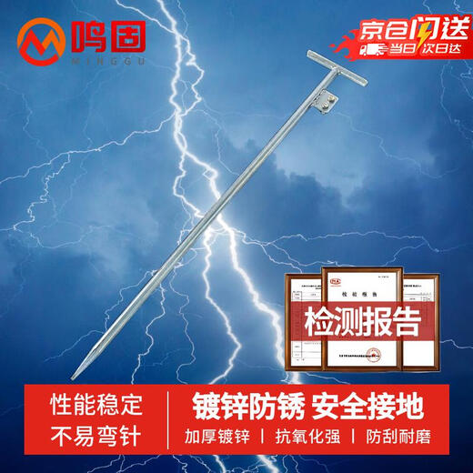 Minggu galvanized grounding pin outdoor building power engineering lightning protection grounding pile lightning rod 16mm T-shaped 80cm CS967130