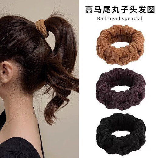 IMIESEVE Children's High Ponytail Ball Hair Circle and Thick Headband New Autumn and Winter Highly Elastic and Durable Seamless Hair Rope for Students High Ponytail and Thick Headband 5 Pack Mixed Color-