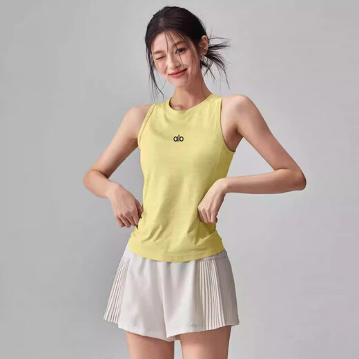 ALO YOGA Quick-drying Yoga Wear Vest Women's Breathable Slim Fit Pilates Fitness Running Sports Top Pink L (Recommended 110-125 Jin Jin equals 0.5 kg)