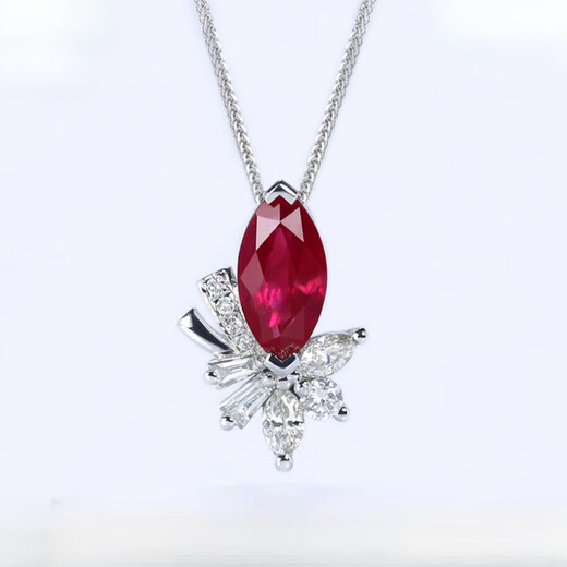 HEEKAIYI Ruby Necklace for Women Pigeon Blood 18K Gold Diamond Pendant Chinese Valentine's Day Birthday Gift for Wife and Girlfriend <Supports Customization> 85 Points Pendant + 18K Gold Chain