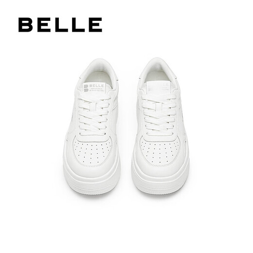 百丽（Belle）简约百搭小白鞋女2025秋新商场同款厚底增高休闲板鞋E7J1DCM5 米白色 37