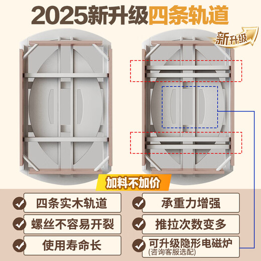 Shanglin spring dining table light luxury high-end solid wood dining table folding dining table home slate dining table #白光光1688 four tracks