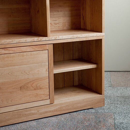 Mumo karierte Vitrine Studie Kirschholz Schwarz Walnuss Massivholz Lagerregal Produktvitrine Zuhause Standbücherregal Schwarz Walnuss Mittelschrank H677 mm Größe