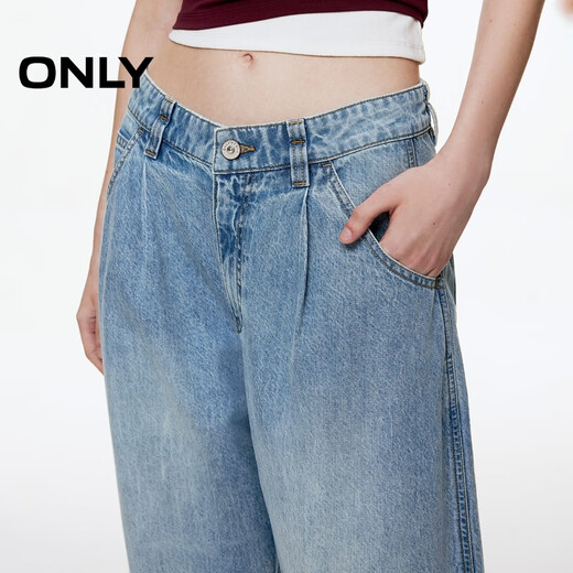 ONLY2025 summer new pure cotton loose boyfriend pants tapered pants cropped jeans women 125349006 J33 350 wash jeans blue S S standard pants length