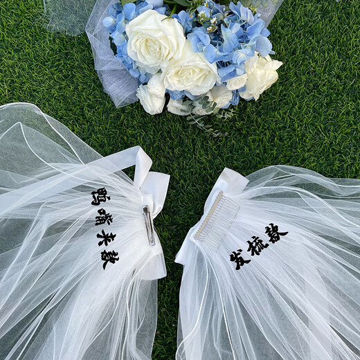 Jingli Jingda Bailu same style high-end fluffy gauze bridal veil female super fairy certificate registration photo bow bow proposal headdress white veil hairpin style