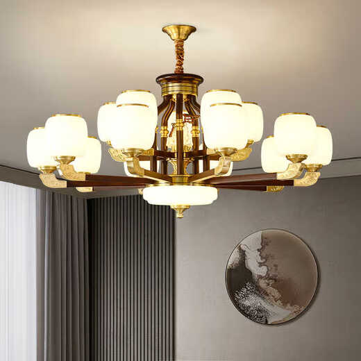 Sanxiong Aurora Nuevo edificio dúplex de estilo chino Sala de estar Bailera grande de madera sólida Villa atmosférica Escaleros de villa atmosférica Light Hollow Hall 9926 Cabezas