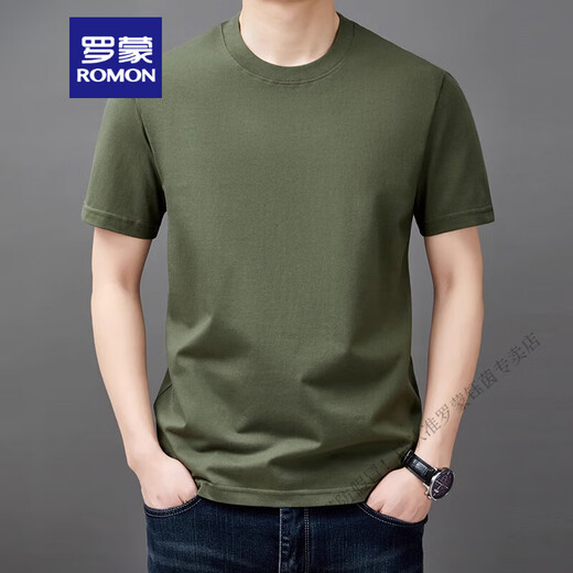 罗蒙（ROMON）纯棉t恤男士短袖宽松圆领上衣夏季2025新薄款休闲体恤衫男 YS9929白色 均码 115【126-140斤】