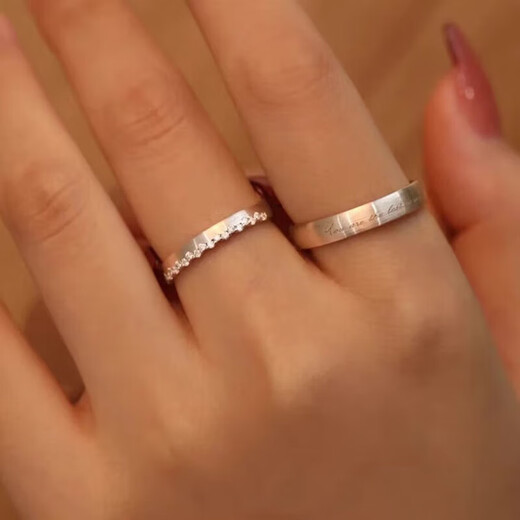 MZMZ platinum ring sincere pt950 platinum couple ring moissanite diamond wedding birthday anniversary gift light luxury model-sincere couple ring live mouth