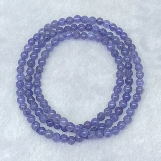 Chili natural tanzanite three-circle bracelet for women, fashionable, fresh and simple, crystal multi-circle bracelet, jewelry, gift, versatile 2/4-4.2MM/round beads/three circles