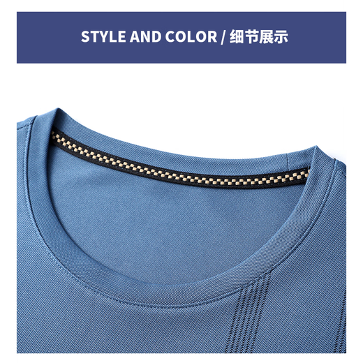 Papá use camiseta de cuello redondo de manga corta de verano para personas de mediana edad y ancianos de seda de seda de seda fría para hombres de mediana edad ropa de verano casual 691 azul marino una talla 165/s (recomendado 110 jin [Jin iguala 0.5 kg] o menos)