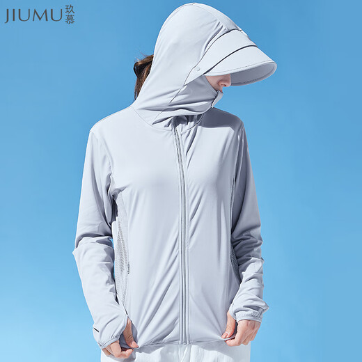 玖慕衣女夏冰丝薄大帽檐户外运动百搭骑行长袖服 明 M