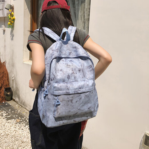 书包女初中学生小学生简约韩版学院风双肩包休闲百搭校园旅行背包 米白色 SG8449